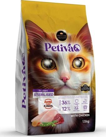 Petiva Kısırlaştırılmış Tavuklu Kedi Maması 1.5 Kg