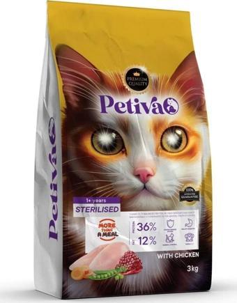 Petiva Kısırlaştırılmış Tavuklu Kedi Maması 3 Kg