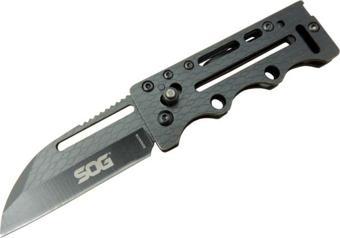 SOG AC78 Siyah Yaprak Kamp Çakı 14,5 cm - Metal Sap, Kılıflı