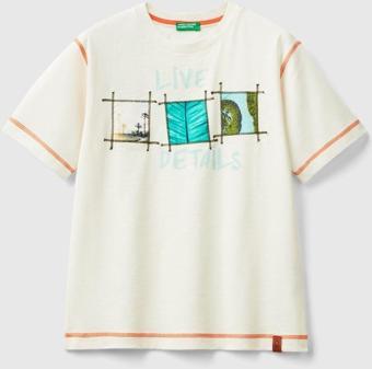 Benetton Erkek Çocuk Ekru T-Shirt