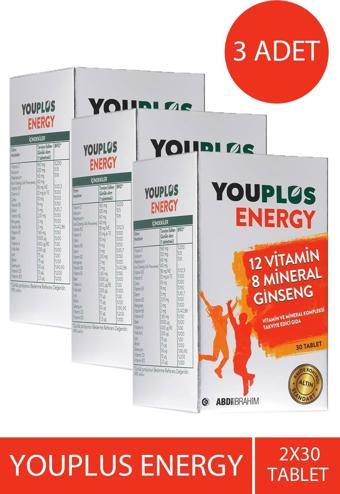 Youplus Energy Vitamin Mineral Kompleksi 30 Tablet 3 Adet