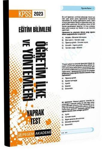 2023 KPSS Eğitim Bilimleri Öğretim İlke ve Yöntemleri Yaprak Test - Pegem Akademi Yayıncılık
