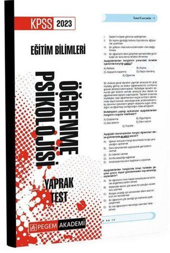 2023 KPSS Eğitim Bilimleri Öğrenme Psikolojisi Yaprak Test - Pegem Akademi Yayıncılık