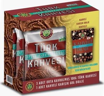 Kahve dünyası Türk Kahvesi 100gr 3 Paket Karışık Draje 60Gr Hediyeli