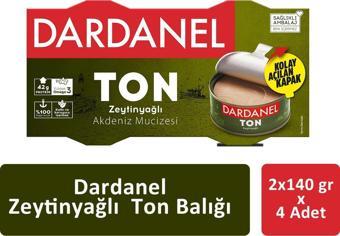 Dardanel Zeytinyağlı Ton Balığı 2 x 140 gr  x 4 Adet