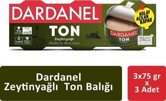 Dardanel Zeytinyağlı Ton Balığı 3 x 75 gr x 3 Adet