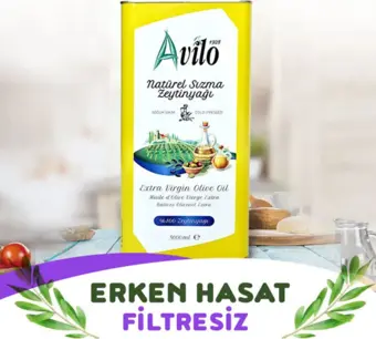 Avilo Erken Hasat Filtresiz Soğuk Sıkım Sızma Zeytinyağı 5 lt