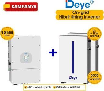 DEYE 12KW On-Grid Hibrit Trifaz Paketi LV (48V)