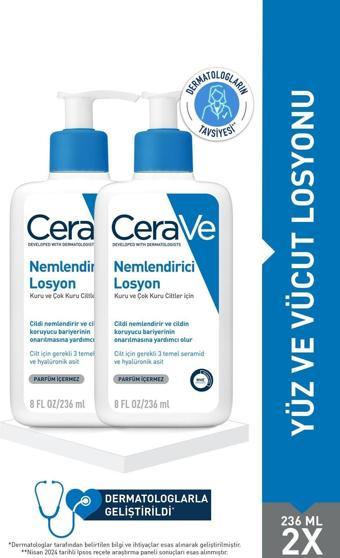 CeraVe Nemlendirici Yüz ve Vücut Losyonu-Seramid Ve Hyalüronik Asit Içerikli 236MLX2