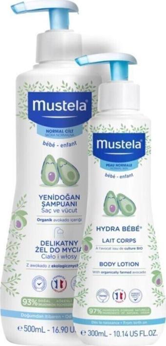 Mustela Gentle Cleansing Gel 500ml + Hydra Bebe Losyon 300ml | Orijinal Boy Set