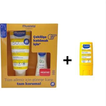 Mustela Spf50+ Güneş Losyonu 200 ml 100 ml Hydra Bebe + Mustela Spf 50 Stick Güneş Kremi 9 Ml
