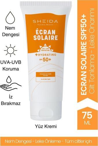 Sheida Ecran Solere Pigmenta Ve Spf 50 Yüz Güneş Kremi 75 ml | Leke Karşıtı, Nemlendirici Ve Güneş Koruyucu