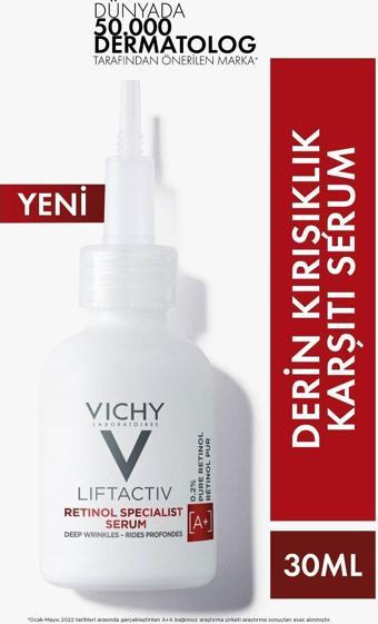 Vichy Kaş Arası Dudak Kenarında Kırışıklık Karşıtı ve Alın Kaz Ayakları Görünümünü Giderici Serum 30ml