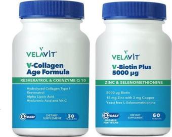 Velavit V-collagen Age Formula 30 Tablet+ V-biotin 5000 mg 60 Tablet