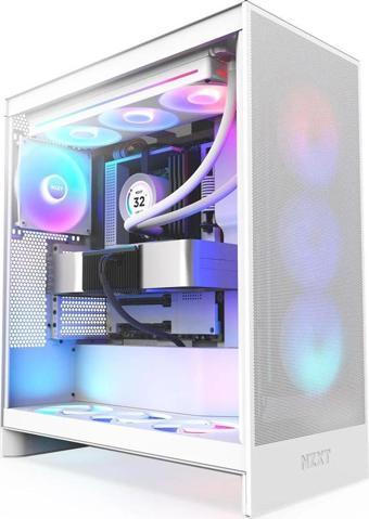 NZXT H7 Flow (2024) CM-H72FW-R1 RGB White Tempered Glass USB 3.2 ATX Mid Tower Kas