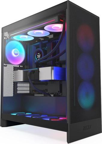 NZXT H7 Flow(2024) CM-H72FB-R1 RGB Black Tempered Glass USB 3.2 ATX Mid Tower Kasa