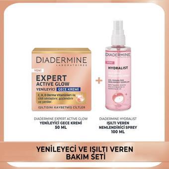 Expert Active Glow Yenileyici Gece Kremi 50 ml+Hydralist Işıltı Veren Nemlendirici Sprey 100 ml