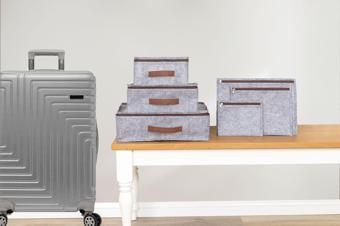 Derili Lüks Keçe 6 lı Bavul Organizer Seyahat Çantası 104522 GRİ KASA 299-42/52