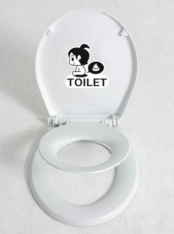 Pekso Toilet Stickerli Çocuk Adaptörlü Çift Kullanımlı Klozet Kapağı