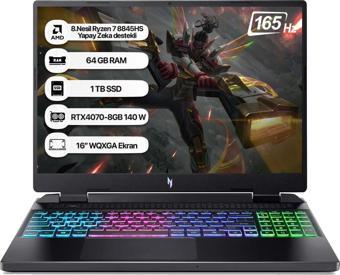 Acer Nitro 16 AN16-42 AMD R7 8845HS 64GB 1TB SSD RTX4070-8GB Dos 16" WQXGA 165Hz Taşınabilir Bilgisayar NH.QSLEY.001-64