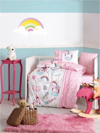 COTTON BOX 2000-CB BEBEK BASKILI RNF NEVRESIM TAKIMI UNICORN PEMBE