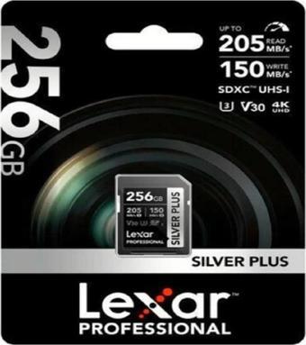 Lexar Professional 256GB 205 MB/s Silver Plus SD Hafıza Kartı