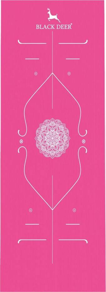 Hizalamalı Yoga Pilates Esneme Matı Egzersiz Minderi 180x55 cm 10 mm Pembe