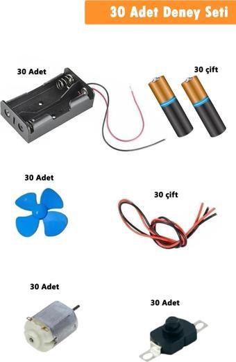 30 lu Set Motor Deney Seti - Ortaokul Deney Seti Fen Dersi Deneyi Elektirik Deneyi