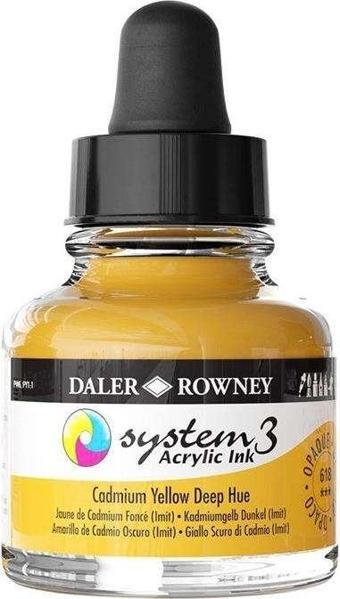 Daler Rowney System3 Sıvı Akrilik Mürekkep Boya 29.5 ml Cadmium Yellow Deep Hue 618