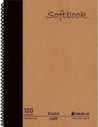 Folix Softbook 115 x 165 cm Sert Kapak Kraft Ekstra Hafif Krem Kağıt Spiralli Çizgili Defter 100 Yar