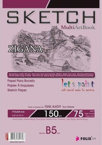 Folix Zigana Tutkallı 173x245 cm 2 mm Mukavva Alt Taşıyıcı 150 gr Beyaz Kağıt Bloknot 75 Yaprak