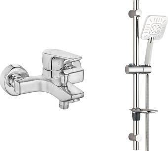 ECA Niobe Banyo Bataryası + T-MAY Çamlıca Oval Borulu Hareketli Sürgülü Duş Seti Üst Takımı