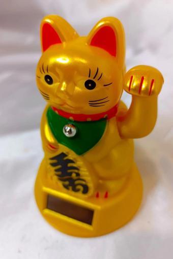 Maneki Neko Feng Shui Bereket Şans Mutluluk Çağıran Şans Kedisi Solar Panelli Hareketli Pati Maneki 