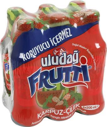 Uludağ Frutti Karpuz Çilek Aromalı Maden Suyu 200 Ml X 6 Adet