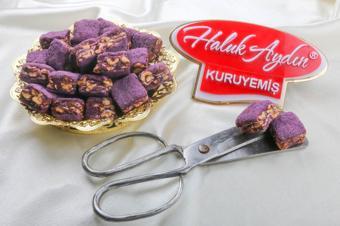 Haluk Aydın Kuruyemiş Baklava Çikolatalı Fındıklı Mor Velvet Kaplı 735 Gr