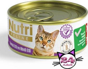 Nutri Feline 85Gr Tavuk Etli Hindi Etli Tahılsız 24Adet Yaş Kedi Maması