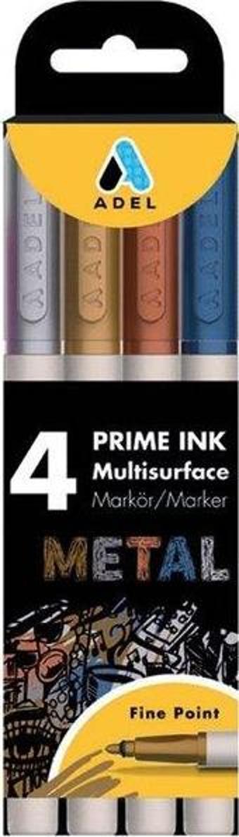 Adel Prime Ink Multisurface 4lü Metalik Markör