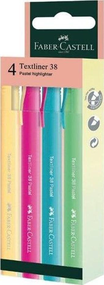 Faber-Castell Fosforlu Kalem 38 Pastel 4lü Paket