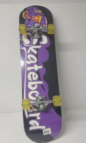 Bermuda Silikon Teker Zımparalı 79x20 Cm Kaykay Mor Skatebord Desenli