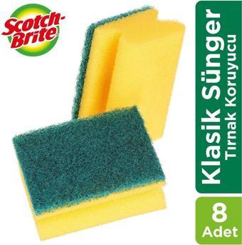 Scotch Brite Scotch-Brite Yeşil Bulaşık Süngeri 8'Li- Tırnak Koruyuculu
