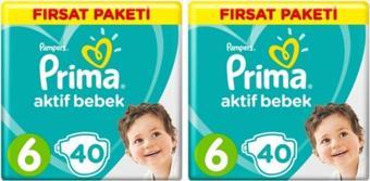 Prima Aktif Bebek 6 Numara 13-18Kg 40 Adet X 2 Paket