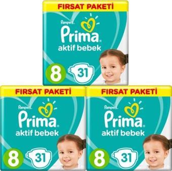 Prima Aktif Bebek 8 Numara Xxl 31 Adet 3 Lü Set