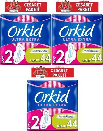 Orkid Hijyenik Ped Ultra Extra Uzun 44'Lü Milli Takım Cesaret Paketi 3 Adet