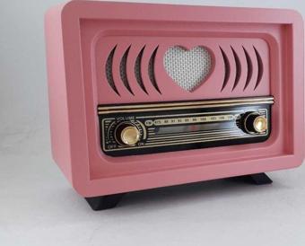 Nostaljik  Radyo (Şarjlı Pil+Adaptörlü) Aşiyan 1 Pembe