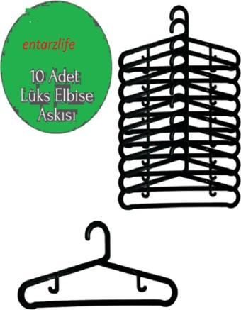 entarzlife 10 Adet Elbise Askısı Plastik Askı Kıyafet Pantolon Etek Askısı Siyah Giysi Askısı 10'Luaskı