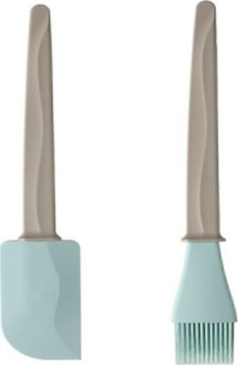 IKEA Bakglad Silikon Spatula + Yumurta Hamur Pasta Fırçası Bej Mavi 26 Cm