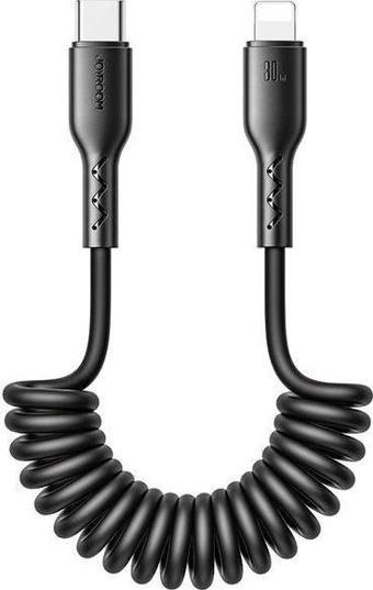 Joyroom Travel Serisi 30W Araç Sarmal Hızlı Şarj Kablosu Type-C'den Lightning 1,5 Metre
