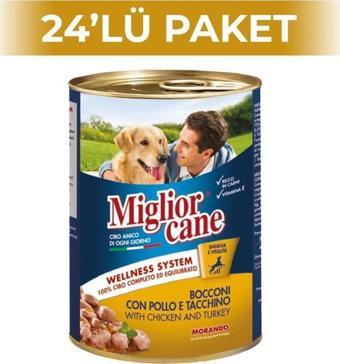 Miglior Cane Tavuk ve Hindi Etli Konserve Köpek Maması 405 gr 24 Adet