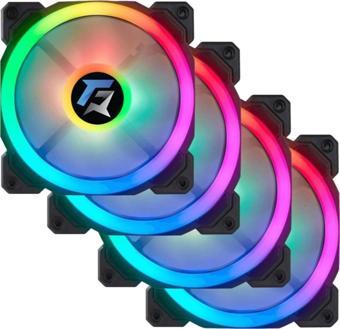 Gameforce 7R Pro Seri (4'Lü Set) Rainbow Ledli Sessiz 120Mm 12Cm Kasa Fanı