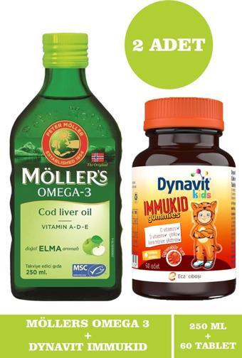 Möller's Omega 3 Doğal Elma Aromalı Balık Yağı Şurubu 250 ml + Dynavit Kids Immukid 60 Gummies